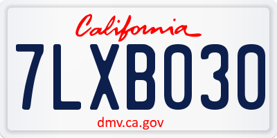 CA license plate 7LXB030
