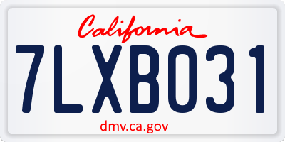 CA license plate 7LXB031