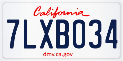 CA license plate 7LXB034
