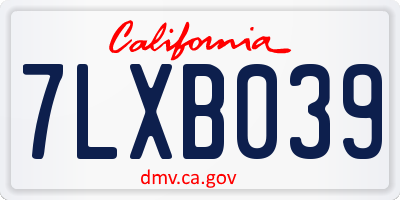 CA license plate 7LXB039