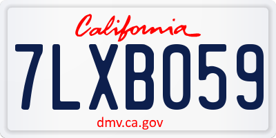 CA license plate 7LXB059