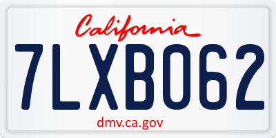 CA license plate 7LXB062