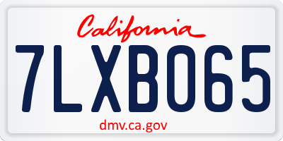 CA license plate 7LXB065