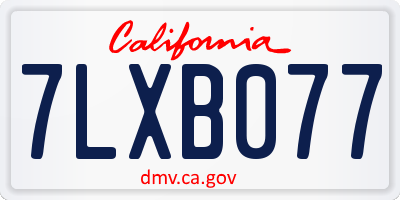 CA license plate 7LXB077