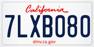 CA license plate 7LXB080