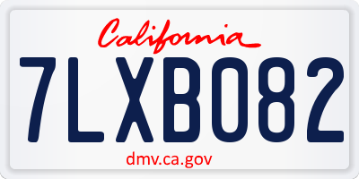 CA license plate 7LXB082