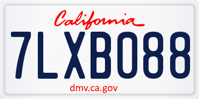 CA license plate 7LXB088