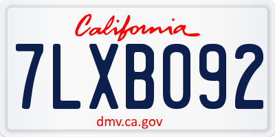 CA license plate 7LXB092