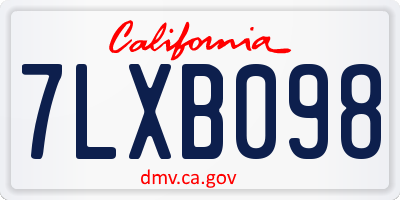 CA license plate 7LXB098