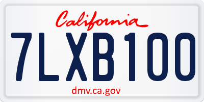 CA license plate 7LXB100