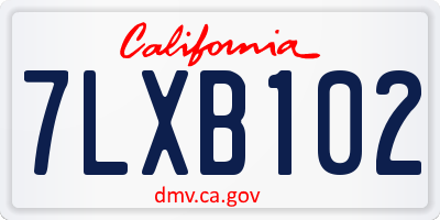 CA license plate 7LXB102