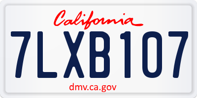 CA license plate 7LXB107