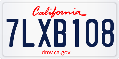 CA license plate 7LXB108