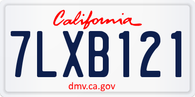 CA license plate 7LXB121