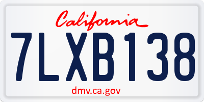 CA license plate 7LXB138