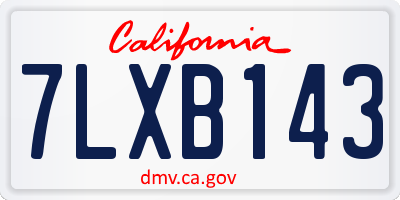CA license plate 7LXB143