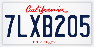 CA license plate 7LXB205