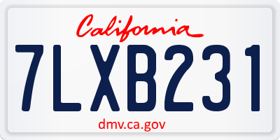 CA license plate 7LXB231