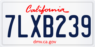 CA license plate 7LXB239