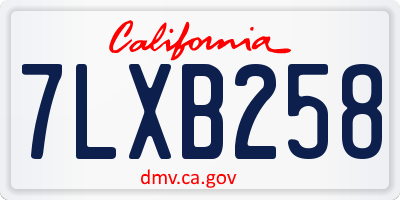 CA license plate 7LXB258
