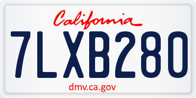 CA license plate 7LXB280