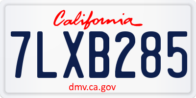 CA license plate 7LXB285