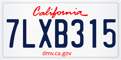 CA license plate 7LXB315