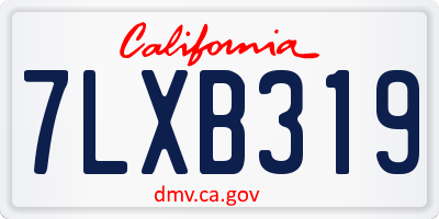 CA license plate 7LXB319