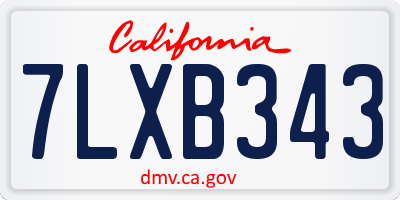 CA license plate 7LXB343