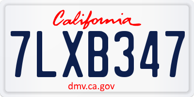 CA license plate 7LXB347