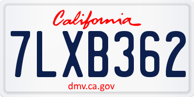 CA license plate 7LXB362