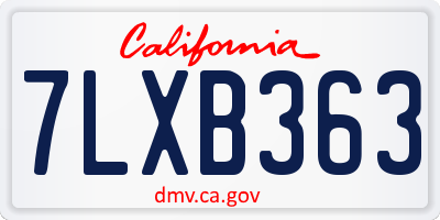 CA license plate 7LXB363