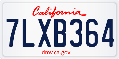 CA license plate 7LXB364