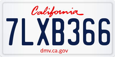 CA license plate 7LXB366