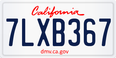 CA license plate 7LXB367