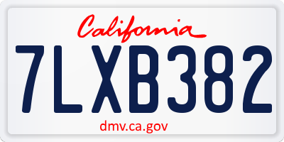 CA license plate 7LXB382