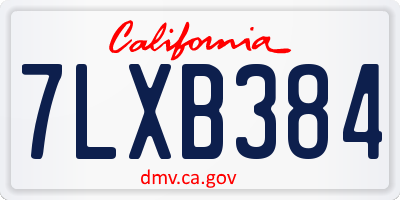 CA license plate 7LXB384