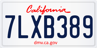 CA license plate 7LXB389