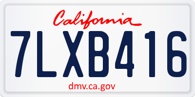 CA license plate 7LXB416