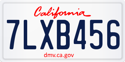 CA license plate 7LXB456