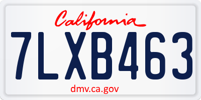 CA license plate 7LXB463