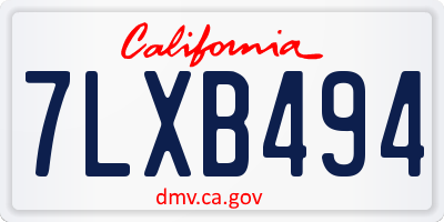 CA license plate 7LXB494