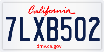 CA license plate 7LXB502