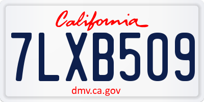 CA license plate 7LXB509