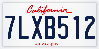 CA license plate 7LXB512