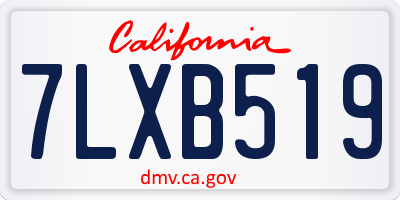 CA license plate 7LXB519