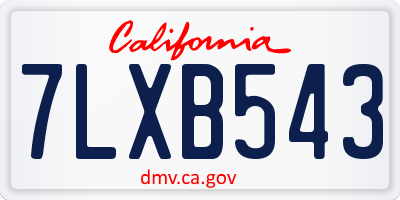 CA license plate 7LXB543