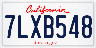 CA license plate 7LXB548