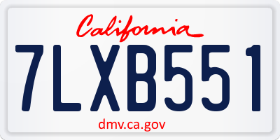 CA license plate 7LXB551