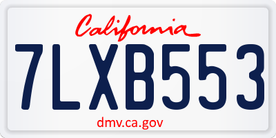 CA license plate 7LXB553